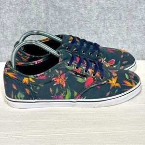 Vans Low-Top Tropical Floral Black Bloom Canvas Sneakers Shoes-Women Size 8